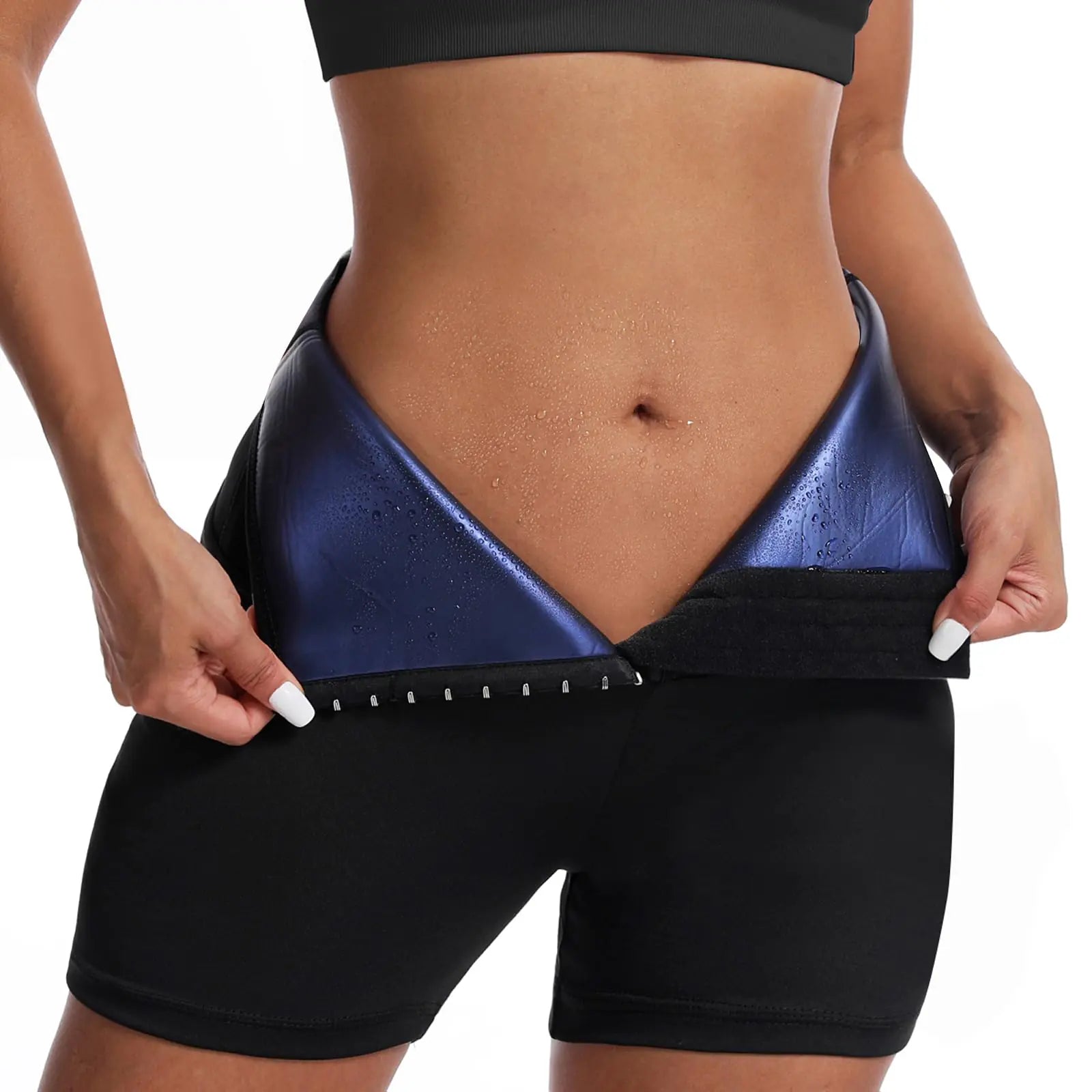 Vigorix Sauna Sweat Shapewear Shorts Pants Thigh Workout Gym Exercise Waist Trainer Body Shaper Thighs Tummy Control (Blue XXL)